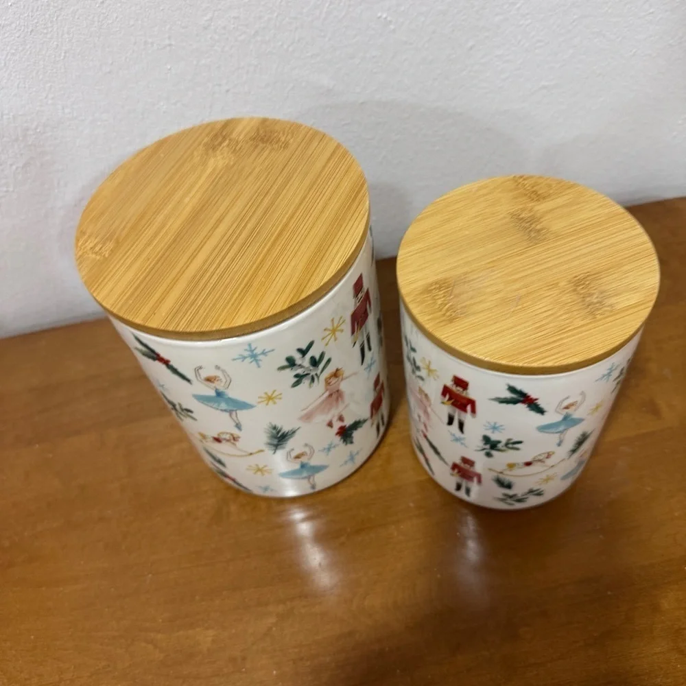 Homegoods Nutcracker Kitchen canisters Christmas ballet watercolor wooden decor